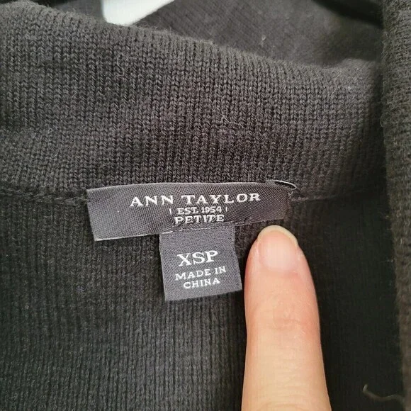 Ann Taylor Black Cowl Neck Long Sleeve Ribbed Wool Knit Midi Dress Size XSP - Picture 8 of 11